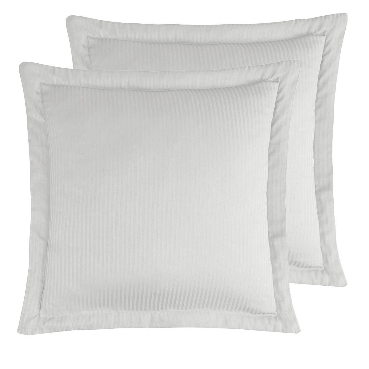 2 taies d'oreiller rayées satin coton Blanc 65x65 cm 2 taies d'oreiller rayées satin coton Blanc 65x65 cm