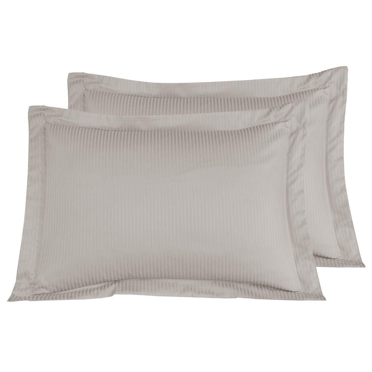 Lot de 2 taies d'oreiller rayées en satin de  taupe 50x70 cm