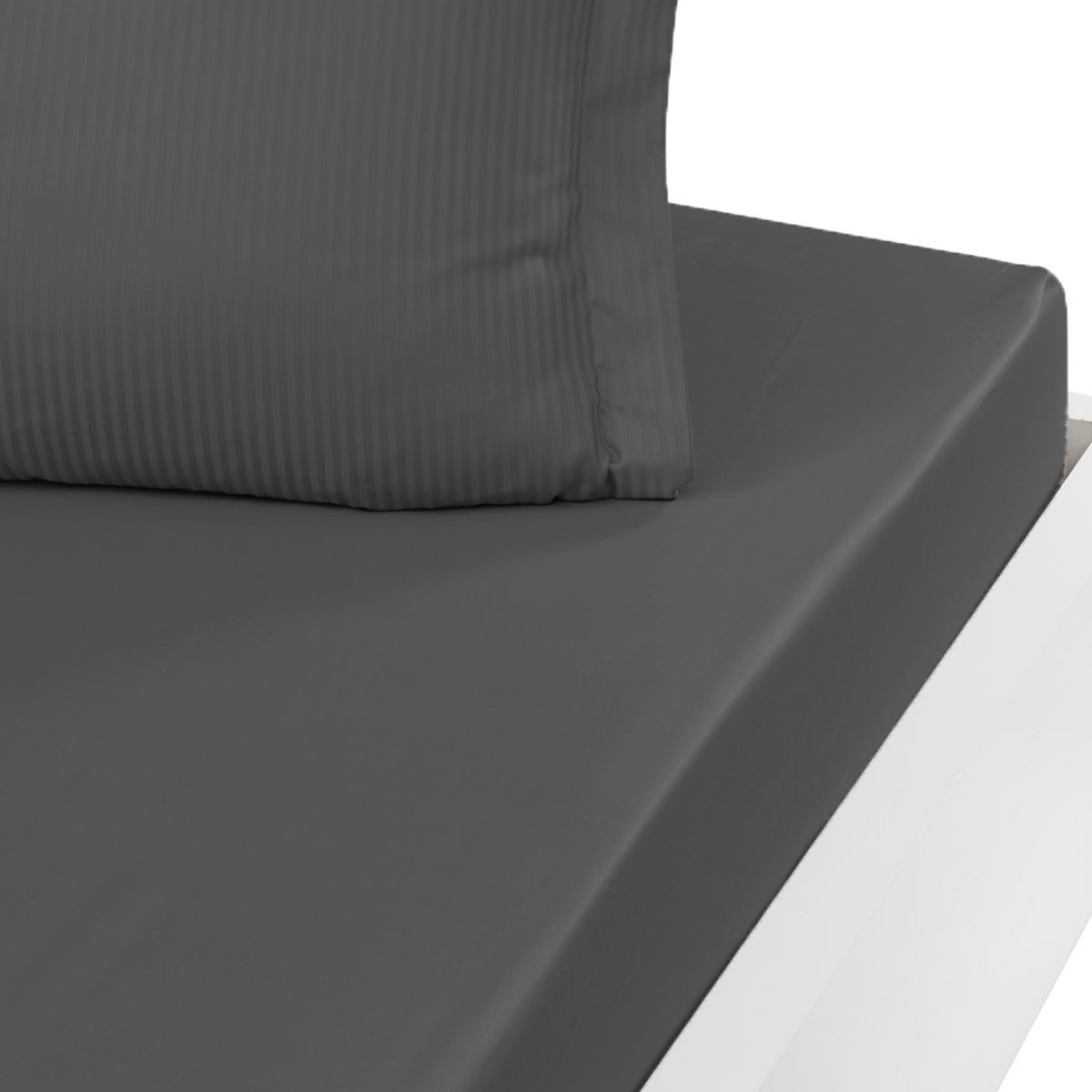 Drap housse uni en satin de coton Anthracite 180x200 cm Drap housse uni en satin de coton Anthracite 180x200 cm
