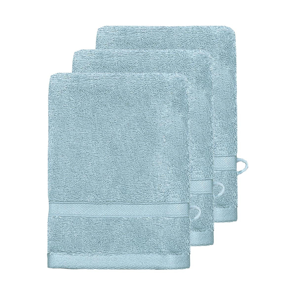Lot de 3 gants de toilette 600 g/m²  bleu arctic 16x22 cm