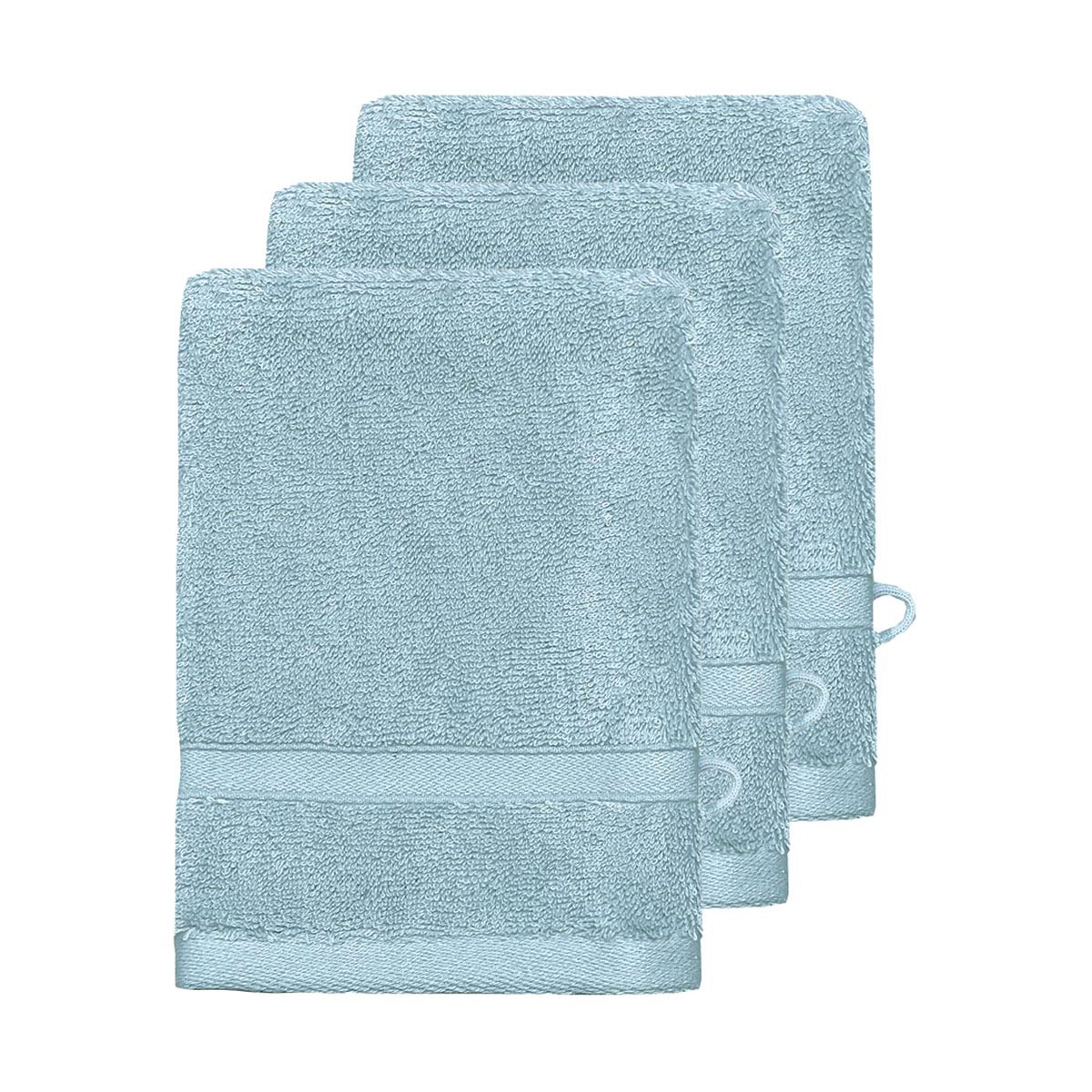 Lot de 3 gants de toilette 600 gr/m² bleu arctic 16x22 cm Lot de 3 gants de toilette 600 gr/m² bleu arctic 16x22 cm