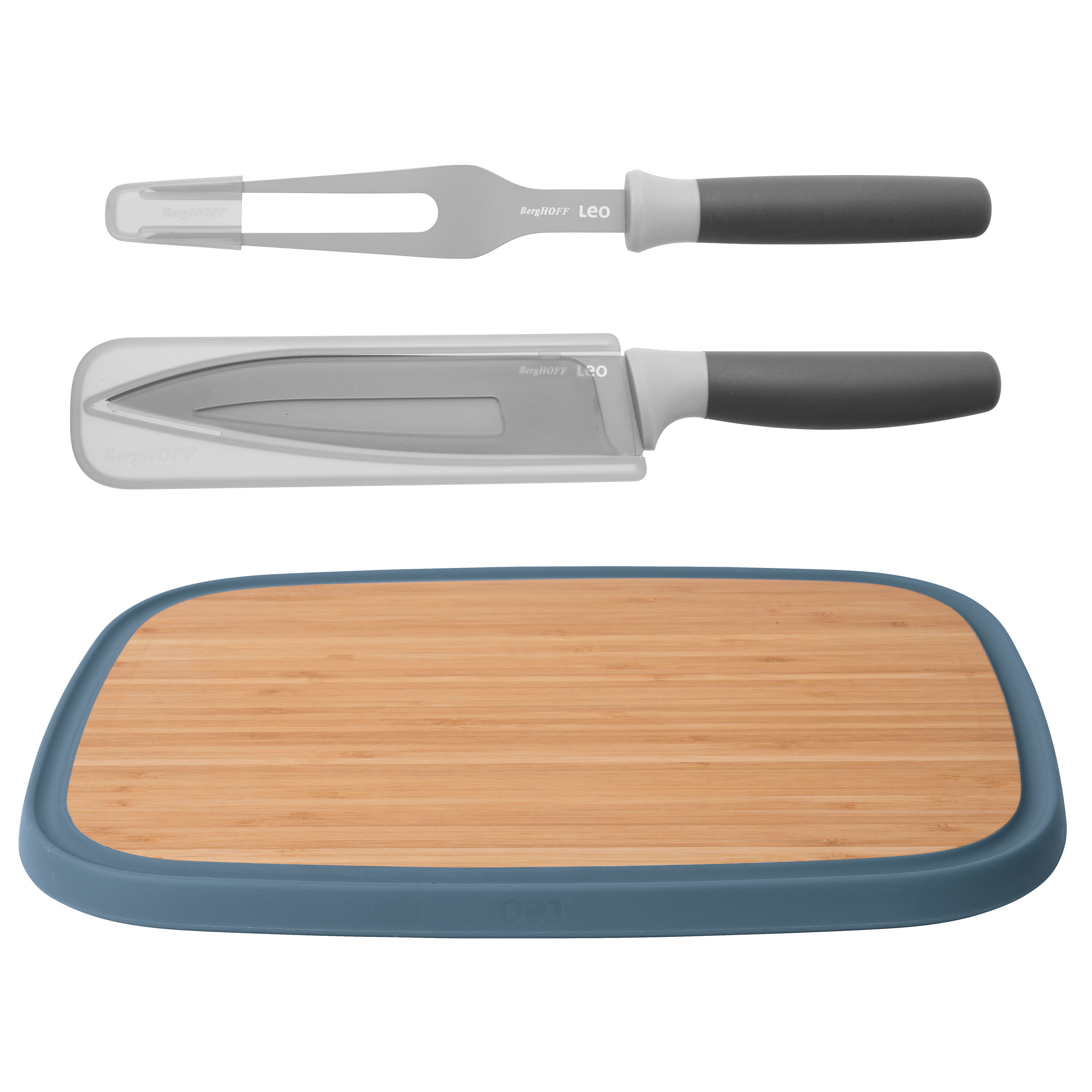 set de  2 couteaux avec planche à découper en bambou