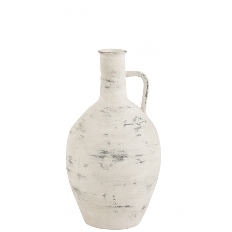 Vase avec anse en céramique blanc/gris H55cm Vase avec anse en céramique blanc/gris H55cm