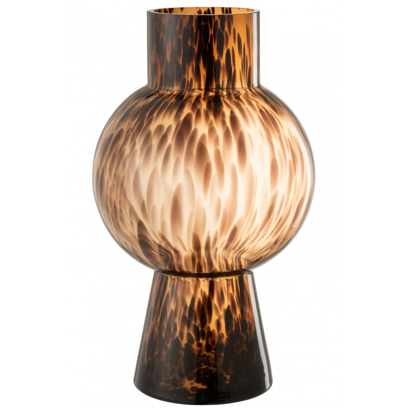 Vase boule verre marron H46,5cm