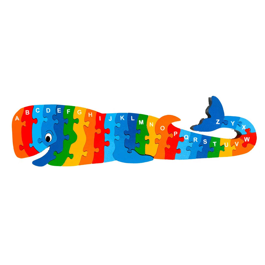Puzzle en bois Alphabet Baleine Multicolore Multicolore