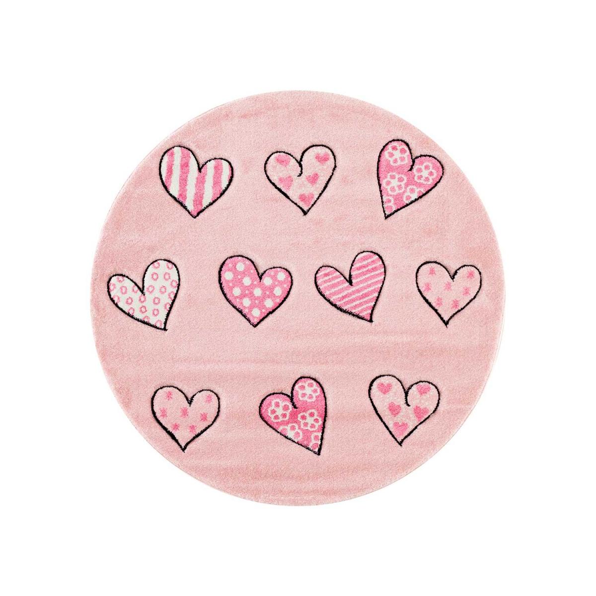 Tapis enfant en polypropylène rose 133x133 rond Tapis enfant en polypropylène rose 133x133 rond