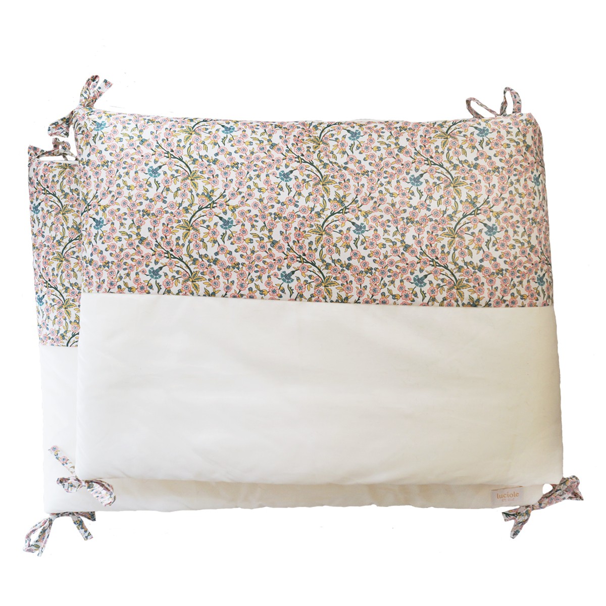Tour de lit bébé en coton Oeko-Tex écru et Liberty Tour de lit bébé en coton Oeko-Tex écru et Liberty