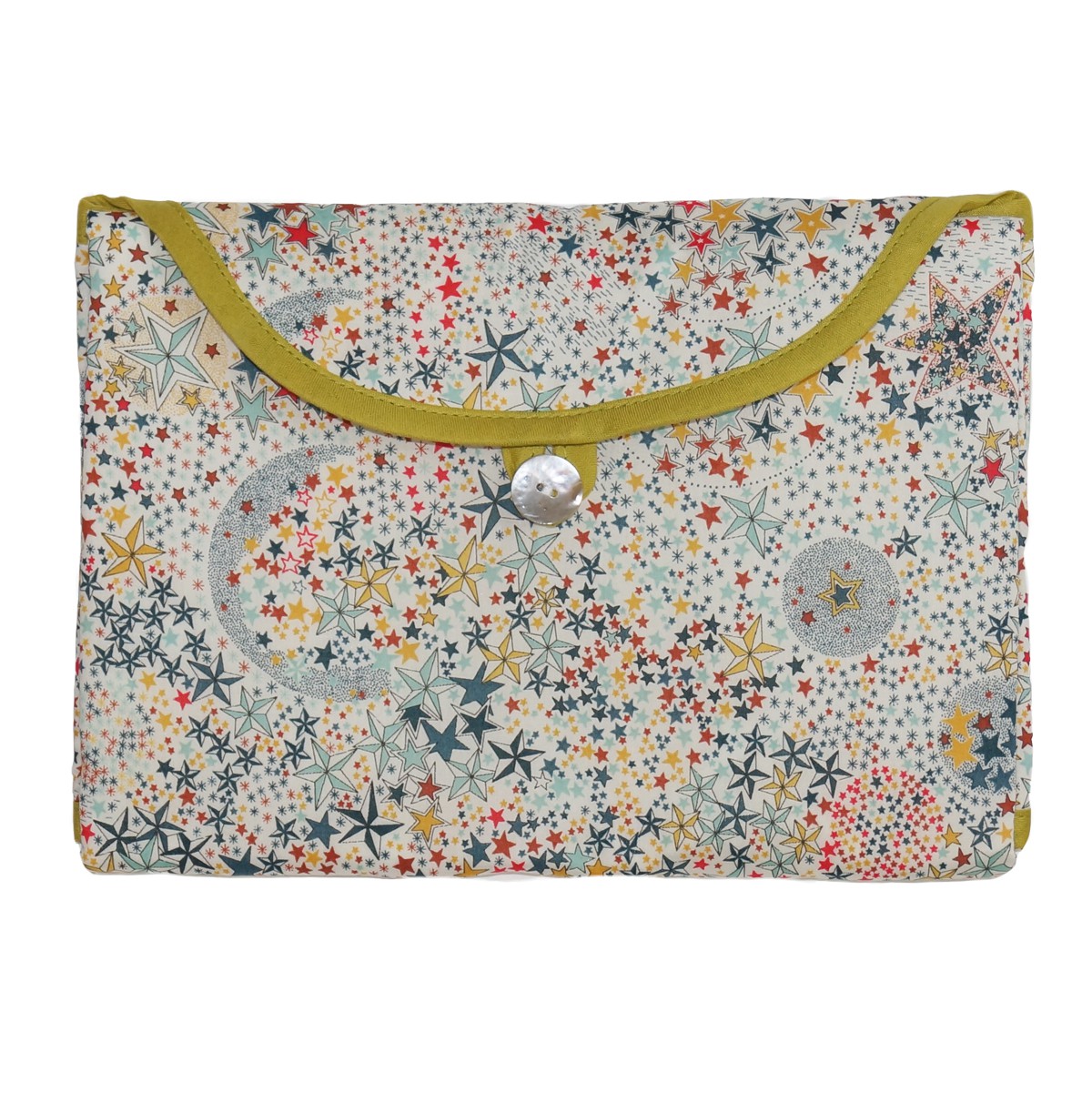 Matelas à langer en Liberty étoiles multicolores Matelas à langer en Liberty étoiles multicolores