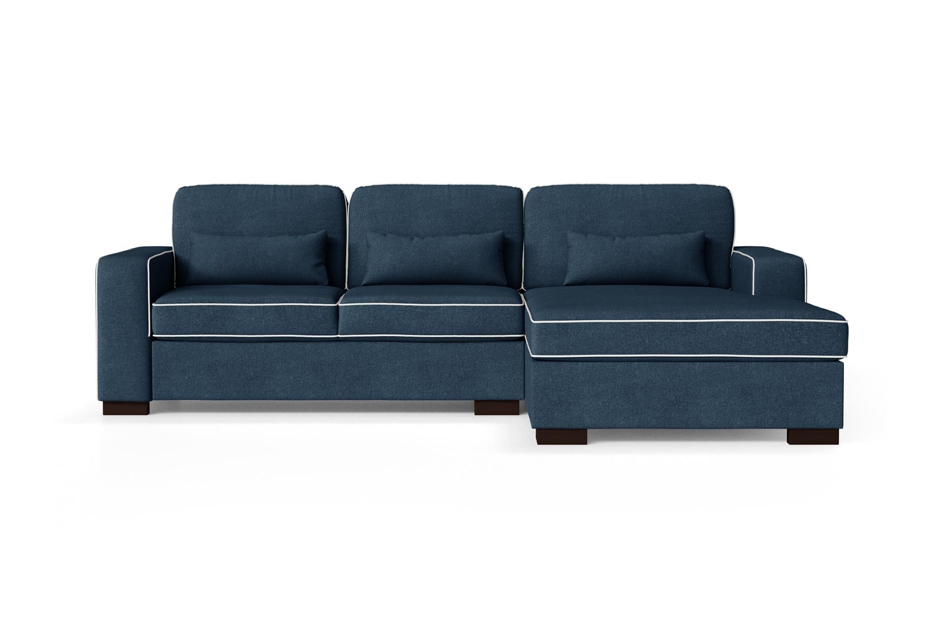 Canapé d'angle droit 4 places toucher coton bleu/gris clair Canapé d'angle droit 4 places toucher coton bleu/gris clair