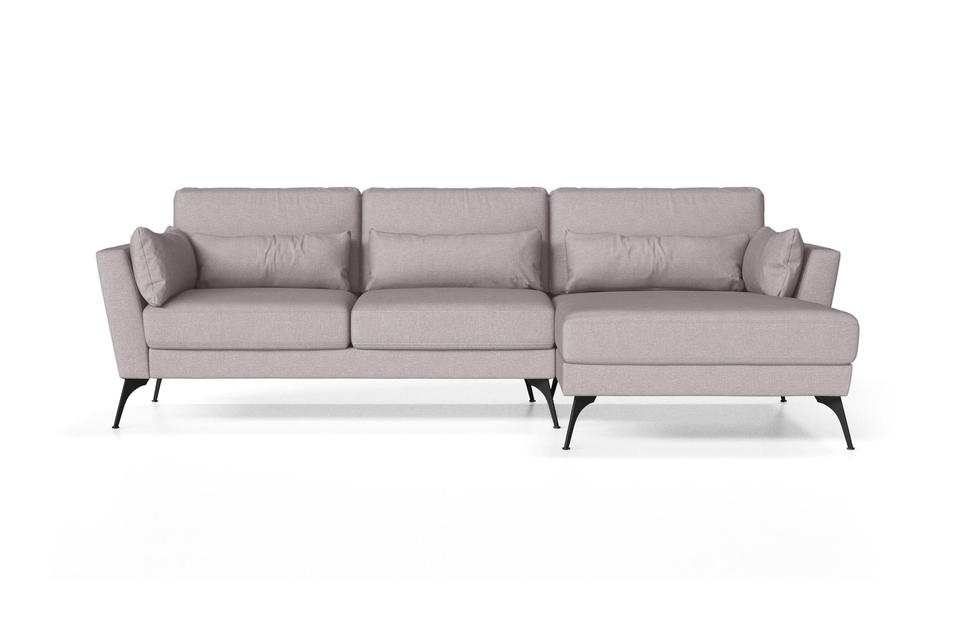 Canapé d'angle droit 4 places toucher lin beige Canapé d'angle droit 4 places toucher lin beige