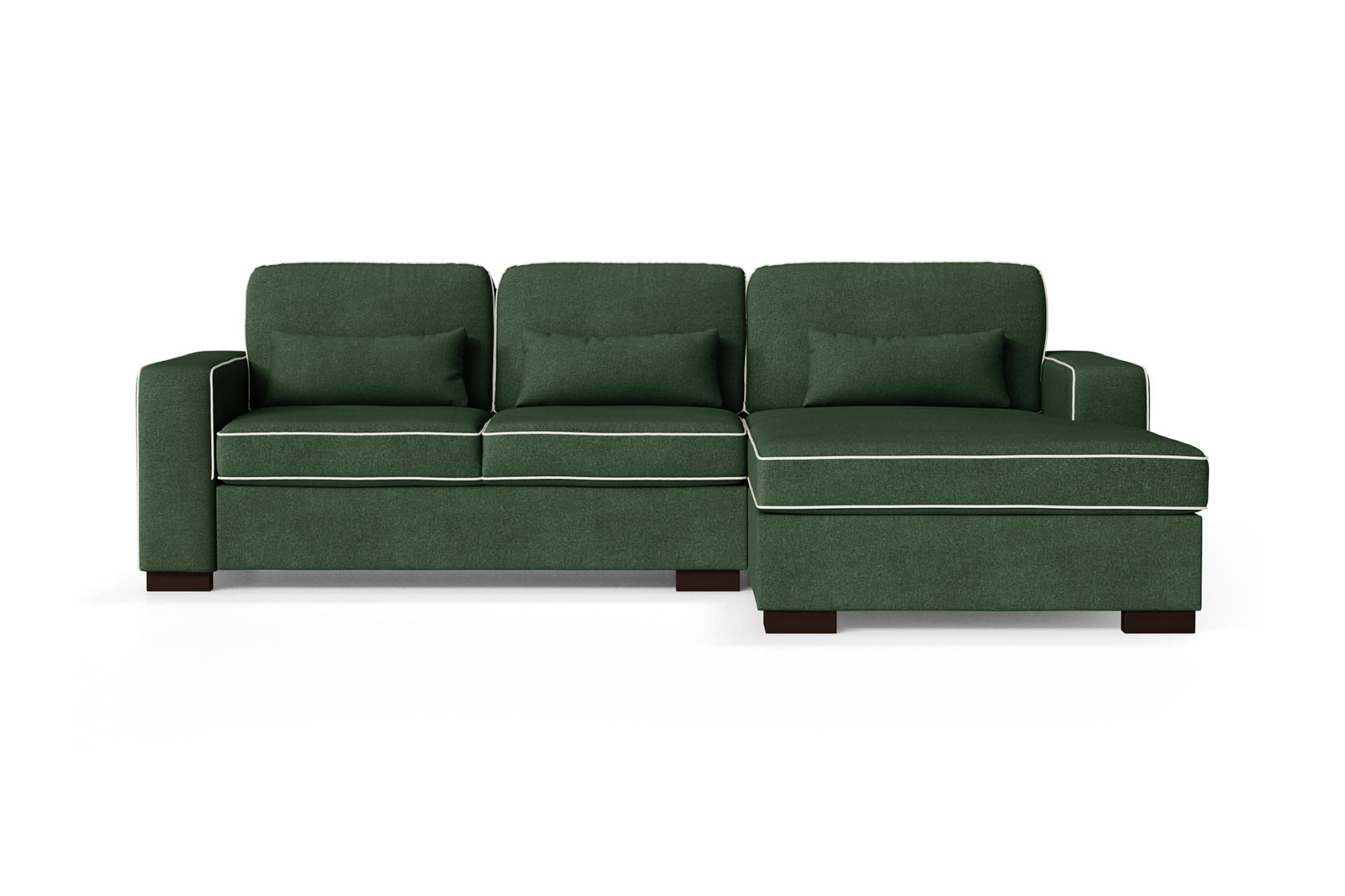 Canapé d'angle droit 4 places toucher coton vert bouteille/gris clair Canapé d'angle droit 4 places toucher coton vert bouteille/gris clair