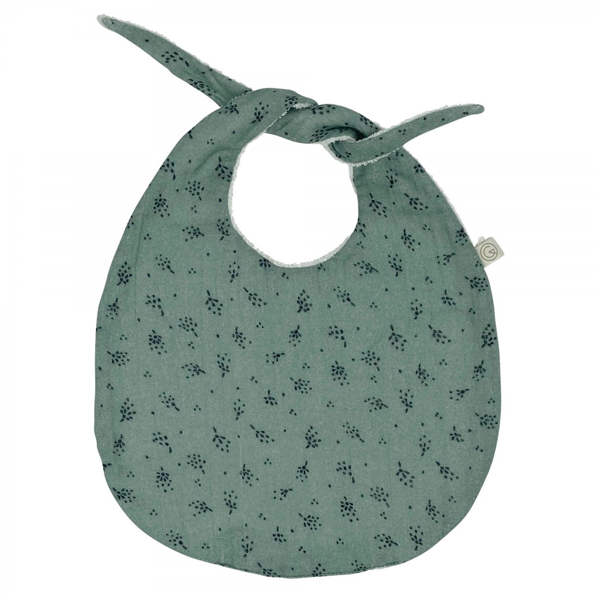 Bavoir en gaze de coton biologique à motifs vert Bavoir en gaze de coton biologique à motifs vert