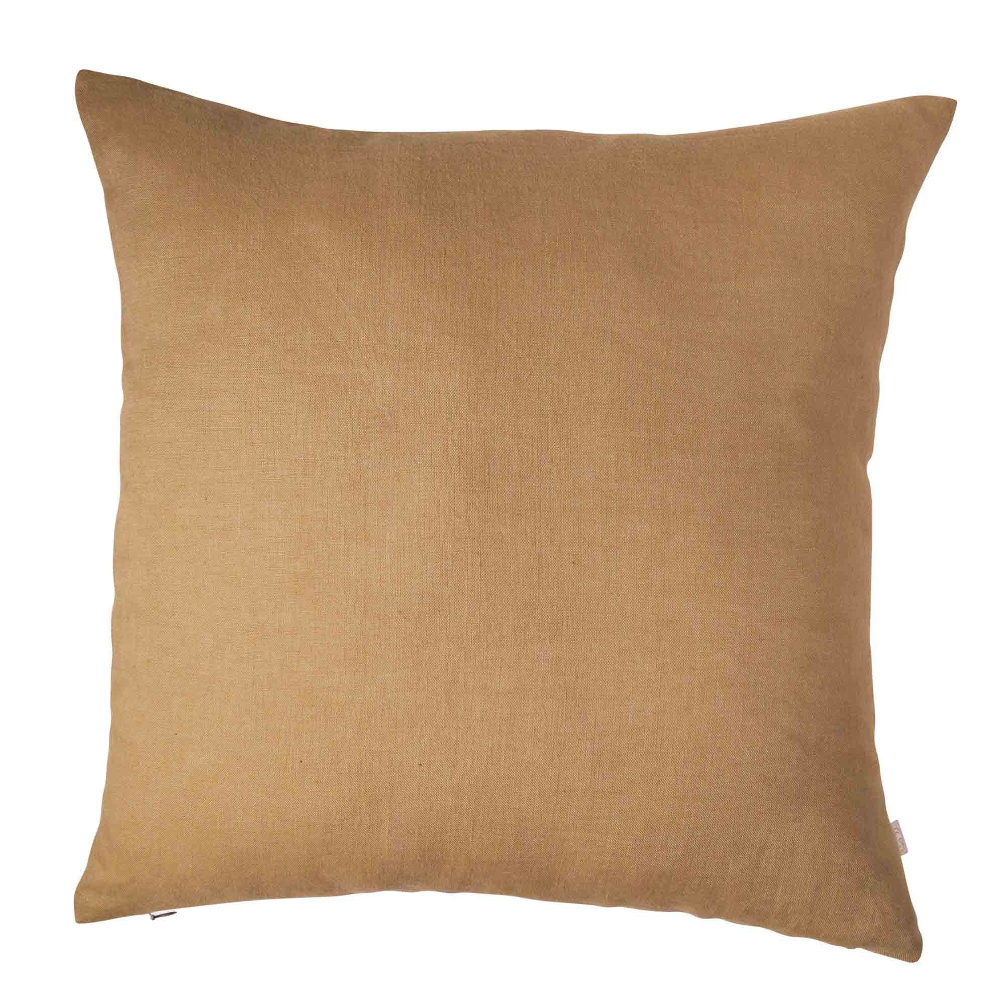 Housse de coussin en lin lavé marron camel 45x45 Housse de coussin en lin lavé marron camel 45x45