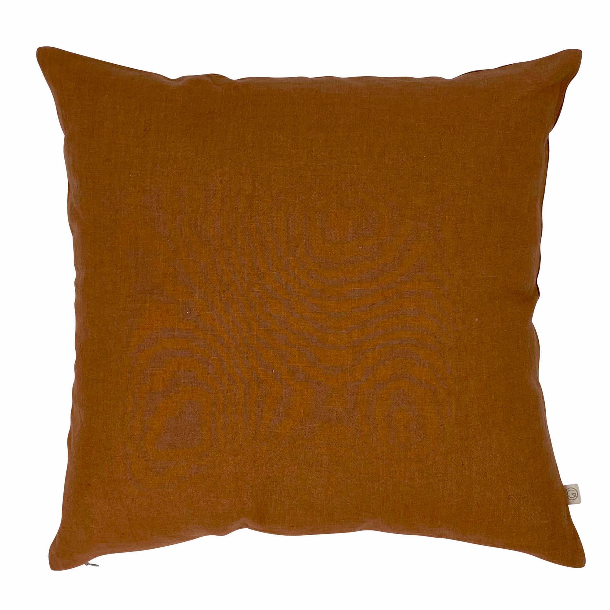 Housse de coussin en lin lavé marron cuivre 45x45 Housse de coussin en lin lavé marron cuivre 45x45