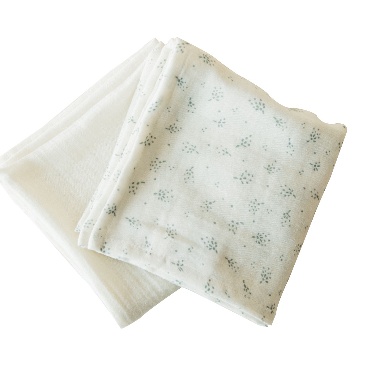 Langes en gaze de coton biologique à motifs blanc Langes en gaze de coton biologique à motifs blanc