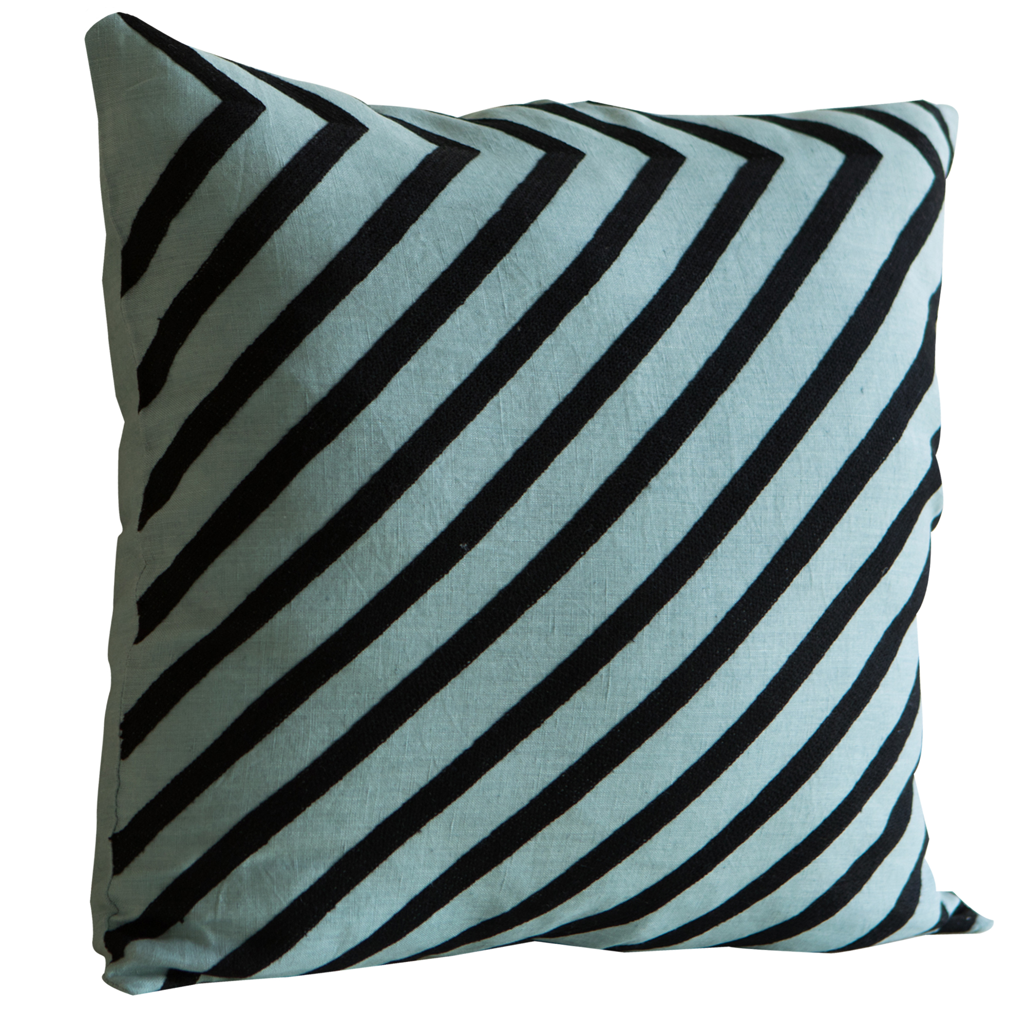 Coussin en lin lavé rayé bleu 50x50 Coussin en lin lavé rayé bleu 50x50