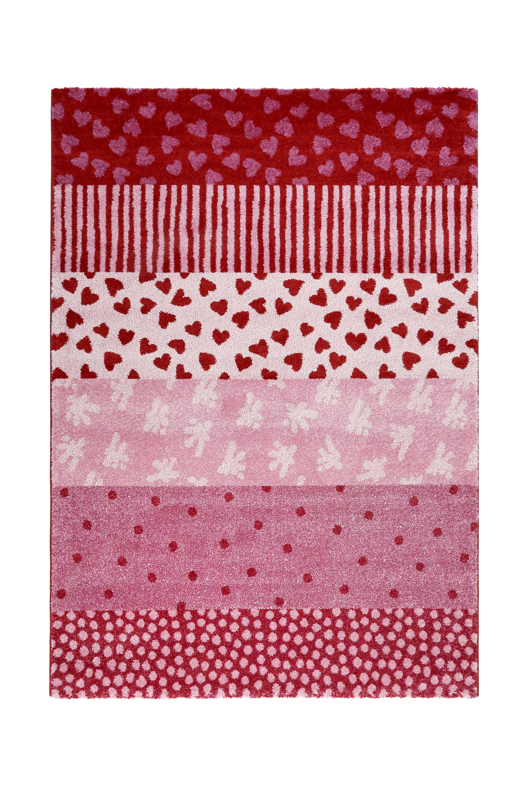 Tapis enfant motifs cœurs et pois alternés rose rouge 80x150 Tapis enfant motifs cœurs et pois alternés rose rouge 80x150