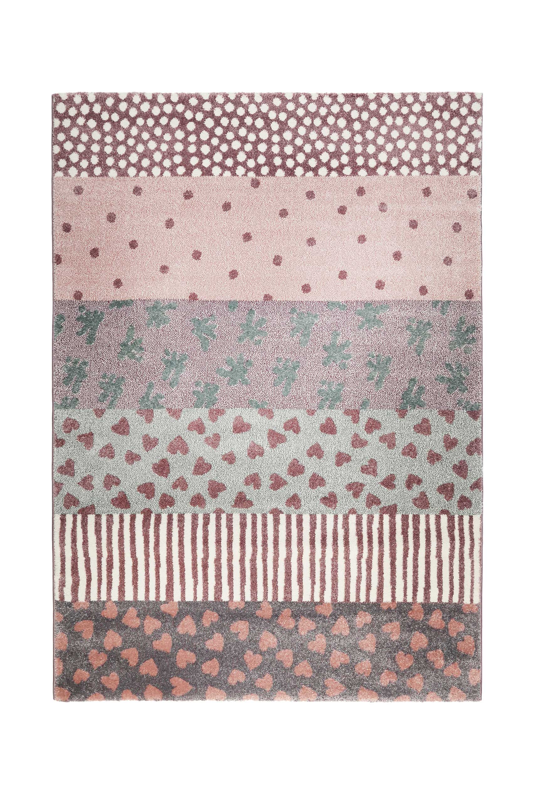 Tapis enfant motifs cœurs et pois alternés rose bleu 80x150 Tapis enfant motifs cœurs et pois alternés rose bleu 80x150