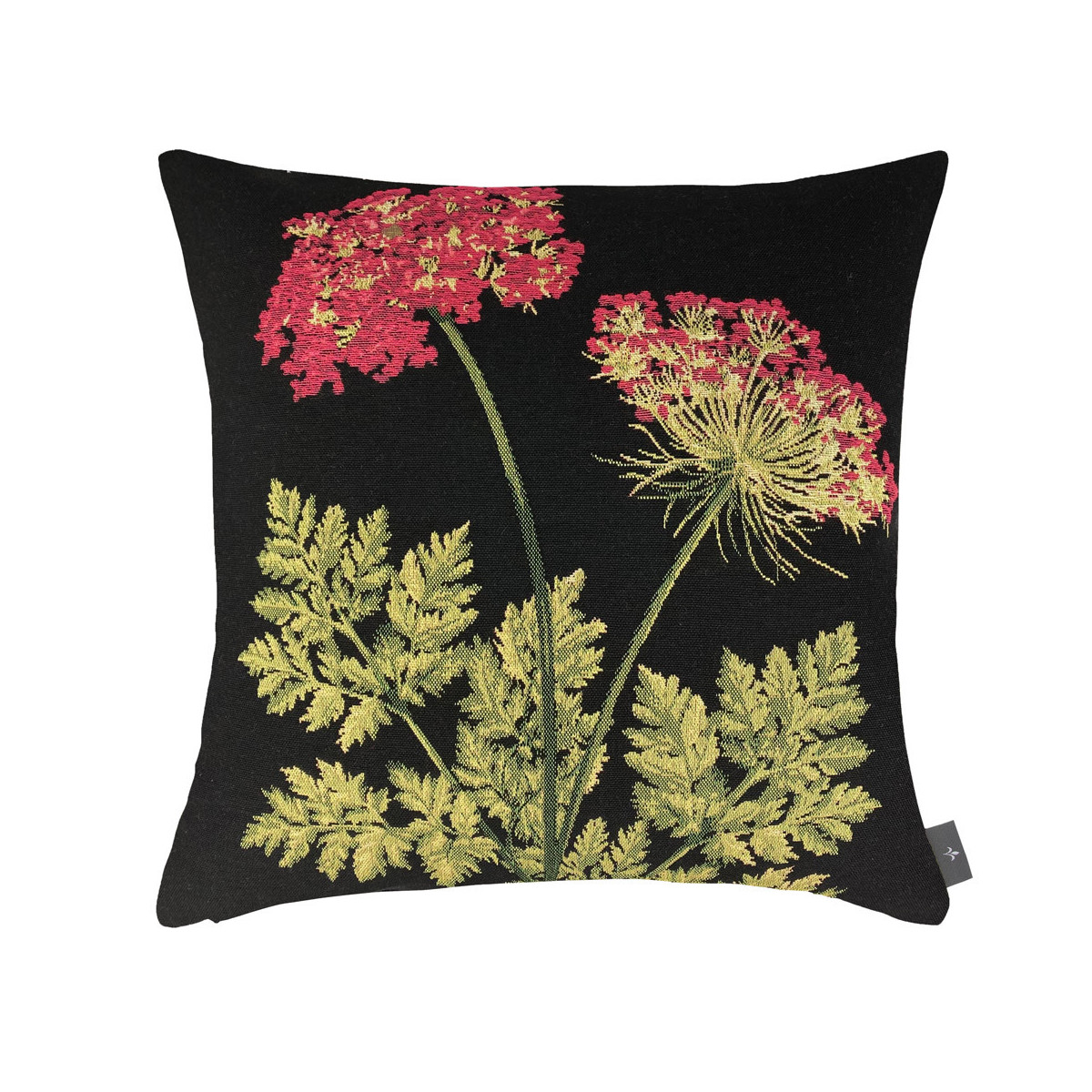 Coussin les ombelles roses made in france noir 48x48 Coussin les ombelles roses made in france noir 48x48