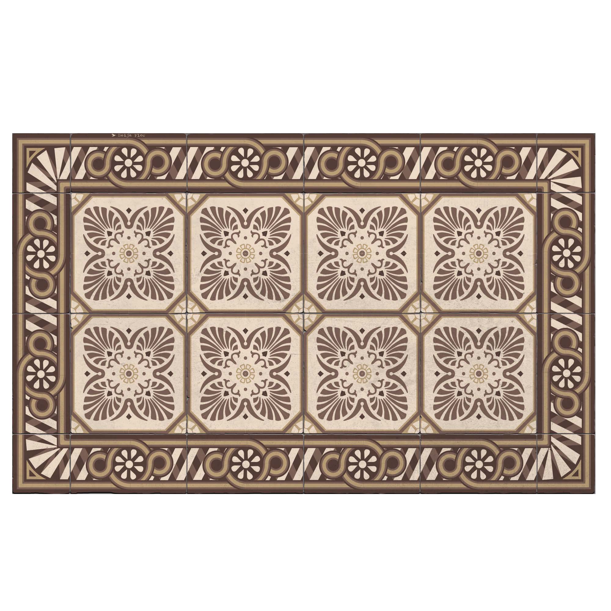 Tapis en vinyle motifs carreaux de ciment marron 60x97 Tapis en vinyle motifs carreaux de ciment marron 60x97