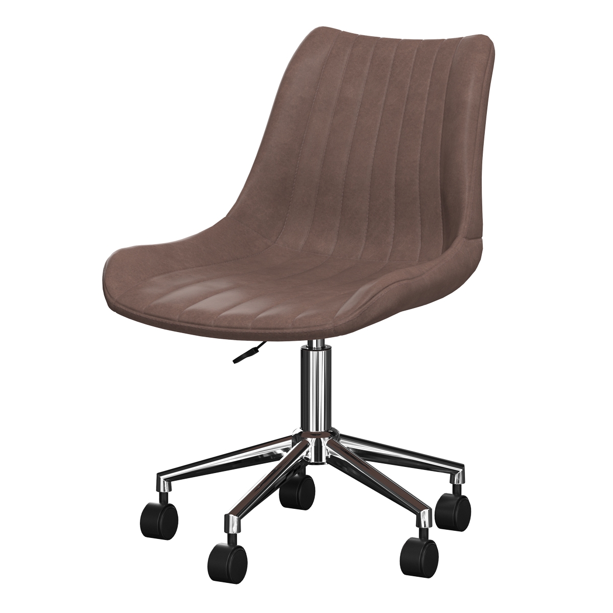 Chaise de bureau en cuir synthétique taupe sur roulette Chaise de bureau en cuir synthétique taupe sur roulette