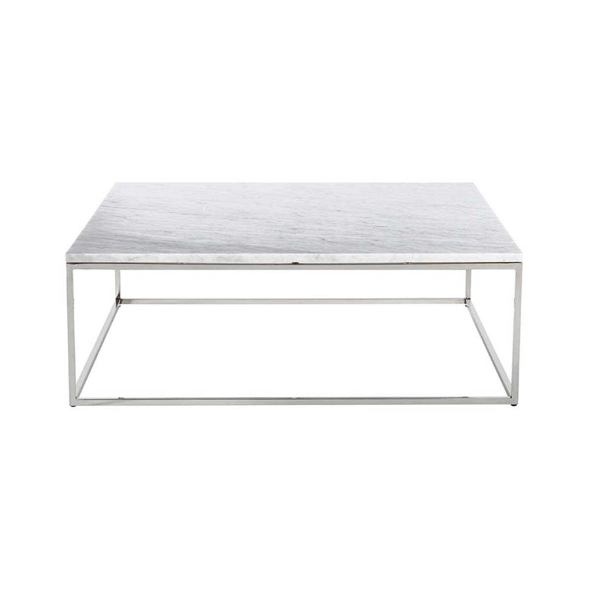 Table basse carrée blanche en marbre et métal