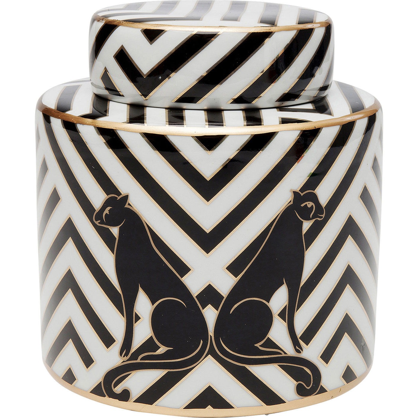 Boîte noire et blanche panthères en porcelaine D16 Boîte noire et blanche panthères en porcelaine D16