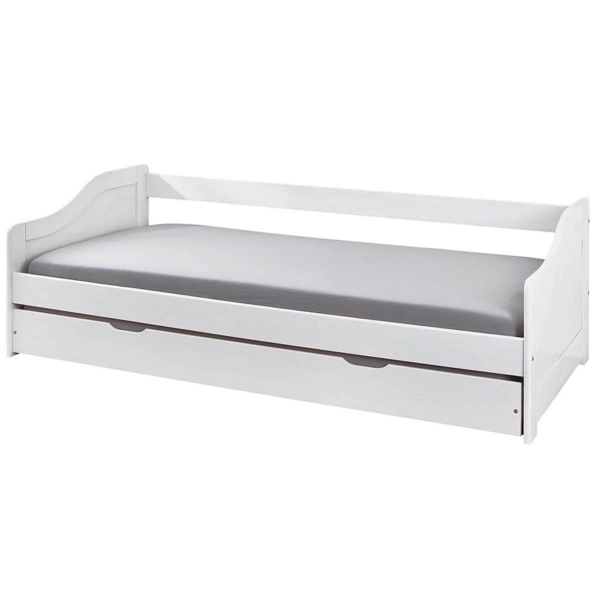 Lit gigogne 90x190cm bois massif vernis blanc Lit gigogne 90x190cm bois massif vernis blanc