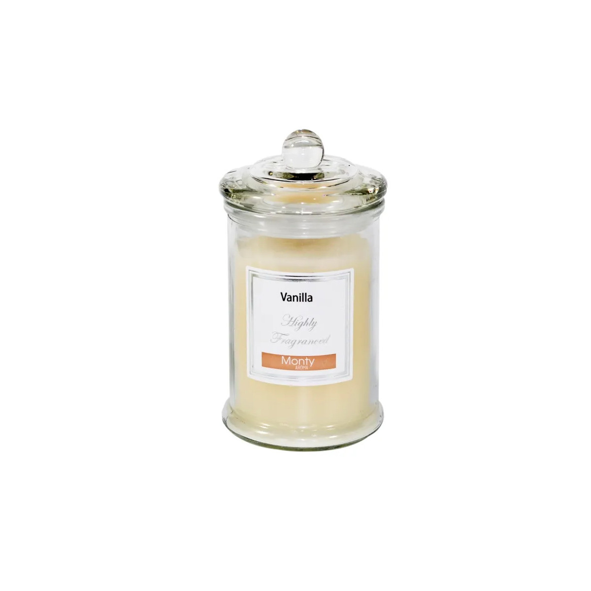 Bougie parfumée dans pot en verre vanille 7,5x14cm Bougie parfumée dans pot en verre vanille 7,5x14cm