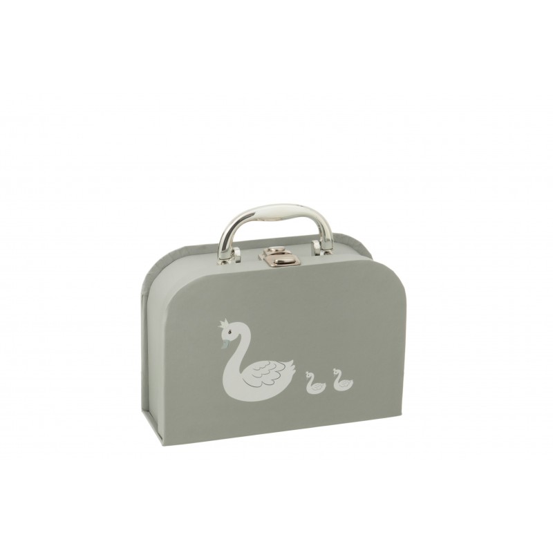 Valise cygne en papier blanc et gris Valise cygne en papier blanc et gris
