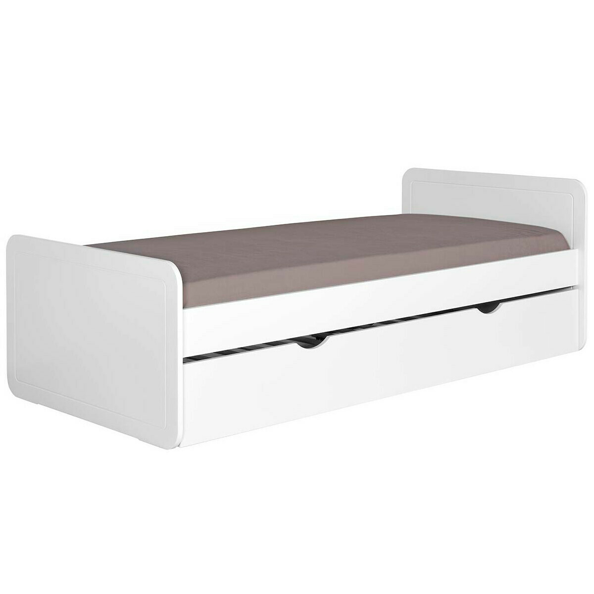 Lit gigogne, 2 matelas Bois massif 90x200 Blanc