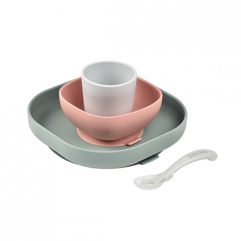 Set vaisselle silicone 4 pièces eucalyptus