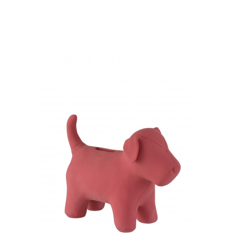 Tirelire chien résine rose