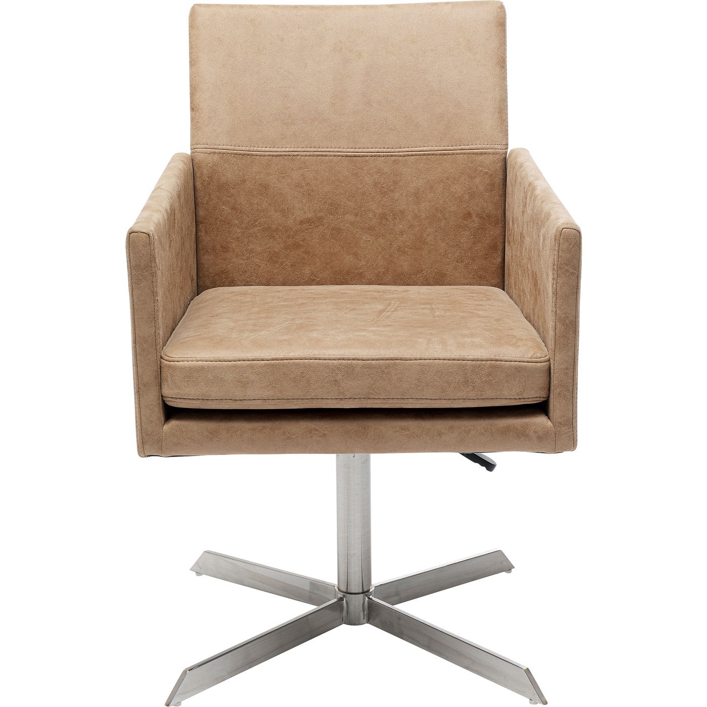 Fauteuil pivotant beige et acier chromé Fauteuil pivotant beige et acier chromé