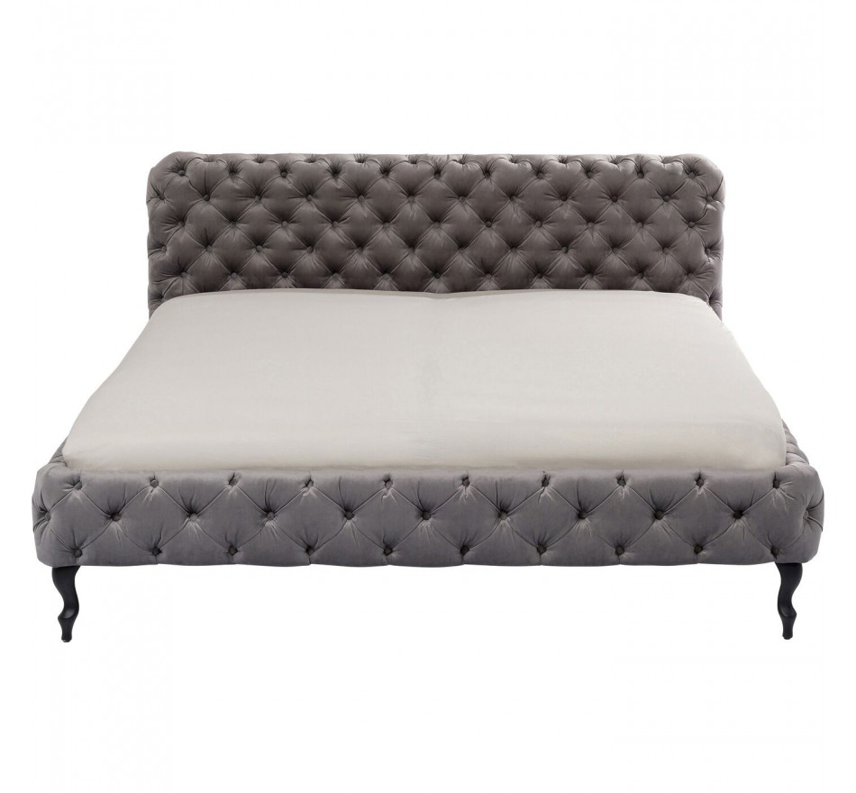 Lit 180x200cm capitonné en velours gris Lit 180x200cm capitonné en velours gris