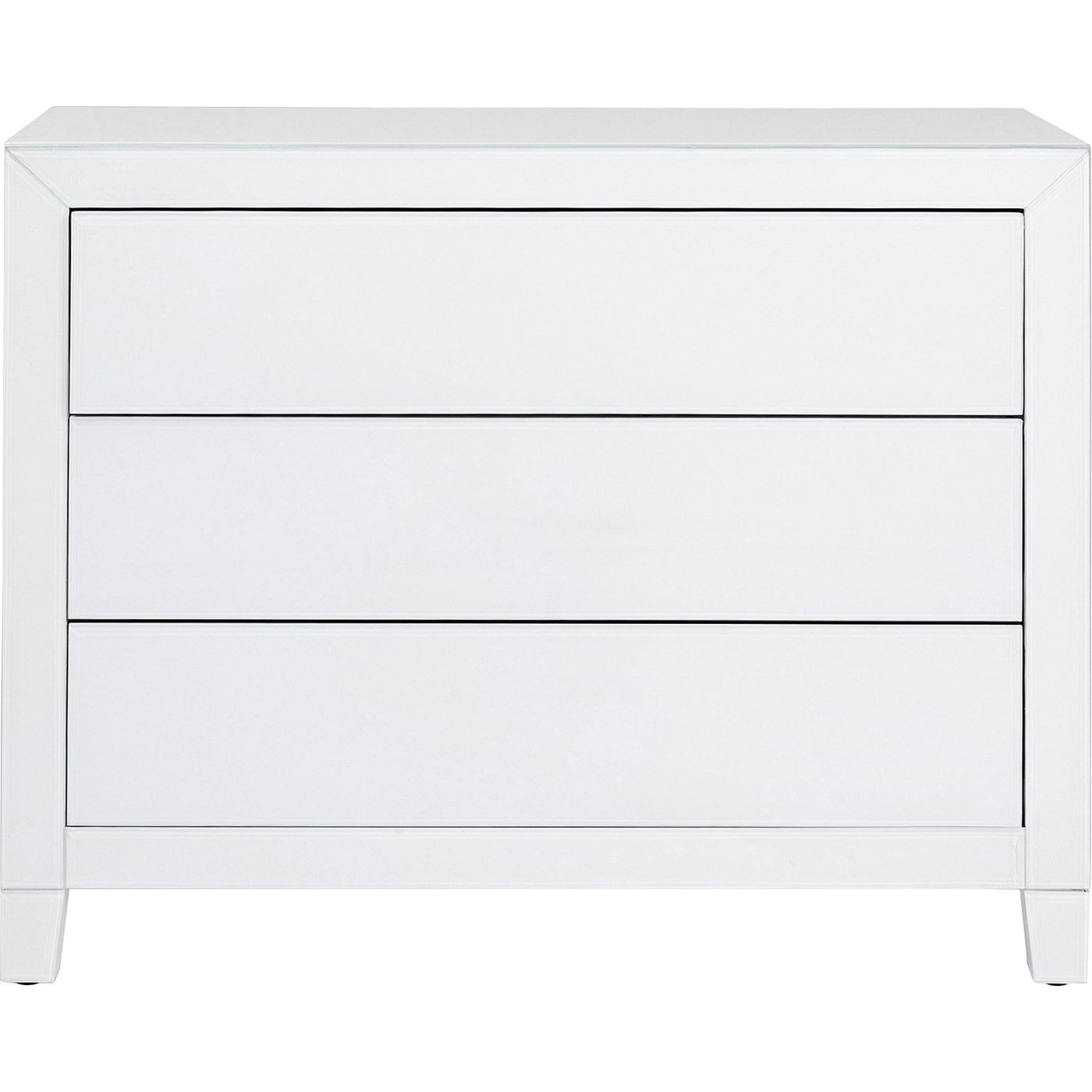 Commode 3 tiroirs en verre blanc
