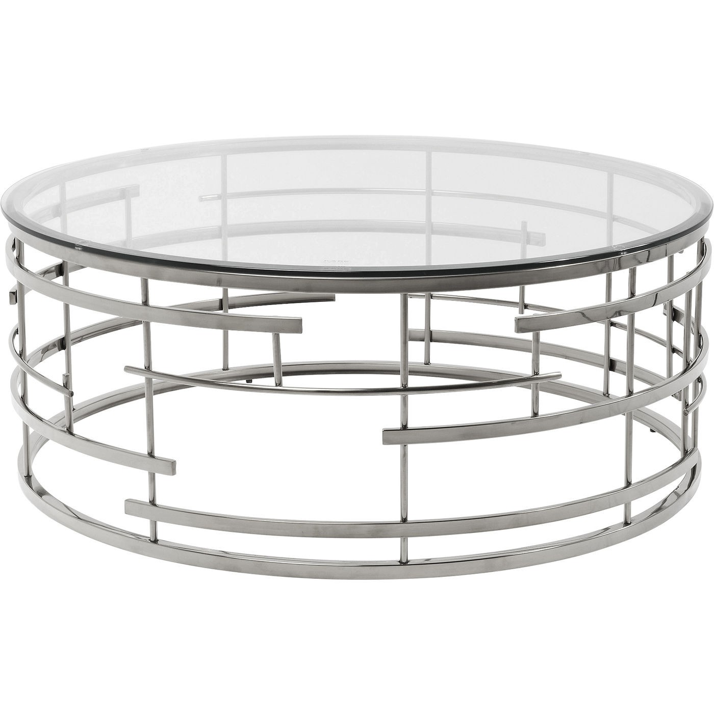 Table basse ronde en verre et acier argenté D100 Table basse ronde en verre et acier argenté D100