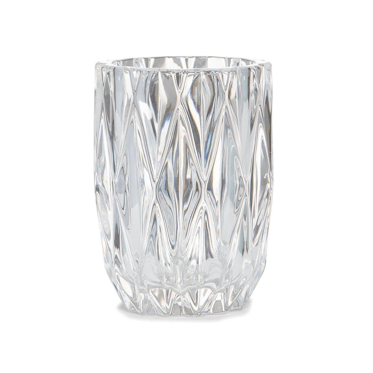 Porte brosse à dents en verre taillé transparent 8,5x11cm Porte brosse à dents en verre taillé transparent 8,5x11cm