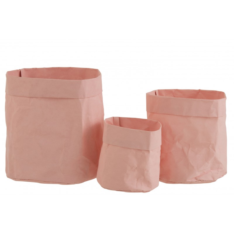 Cache-pots sacs résistants à l'eau papier rose - Lot de 3