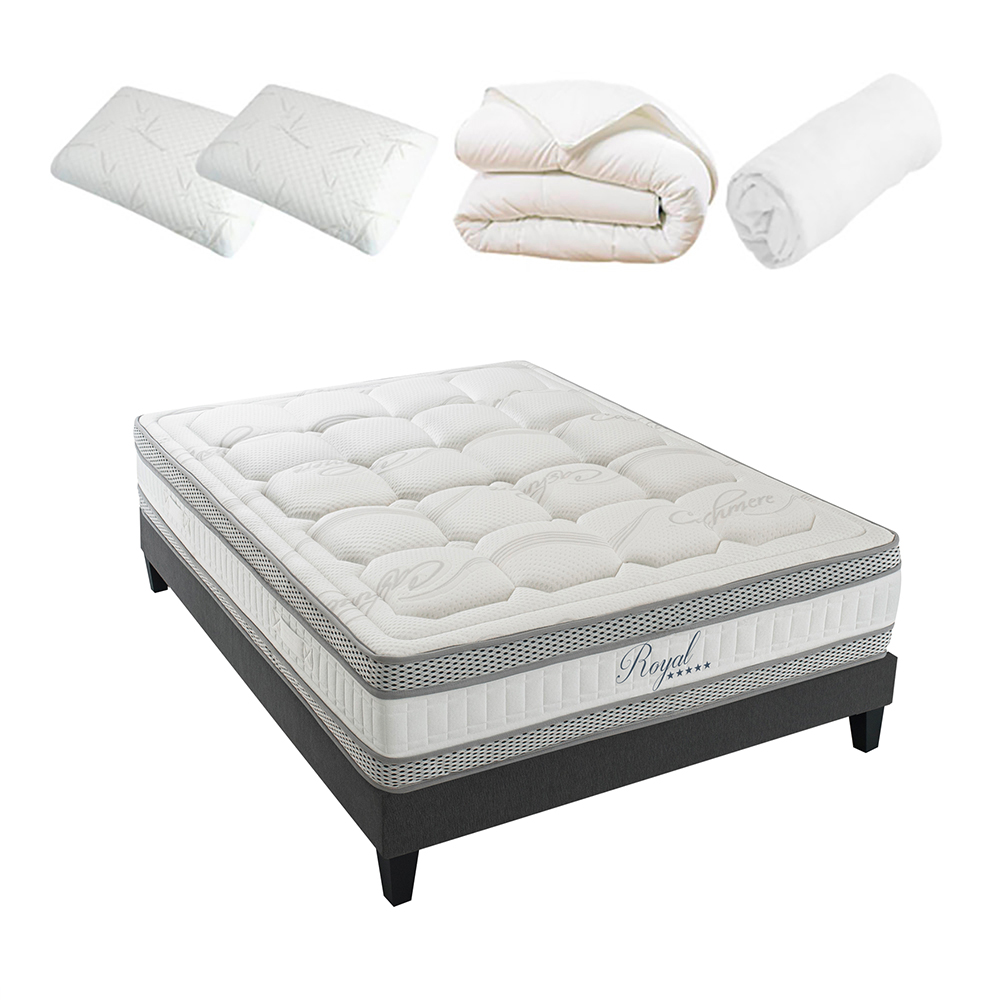 Ensemble Royal 5 Etoiles 140x190 Matelas + Sommier + Accessoires Ensemble Royal 5 Etoiles 140x190 Matelas + Sommier + Accessoires