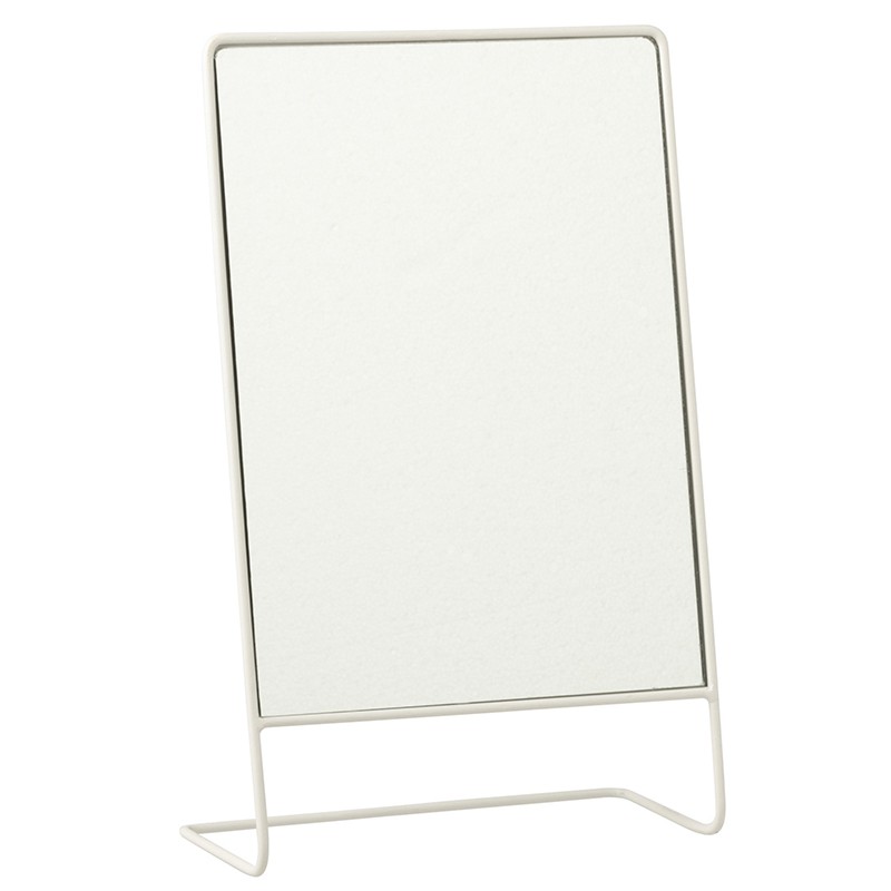 Miroir sur pied rectangulaire verre/métal blanc 22x36cm