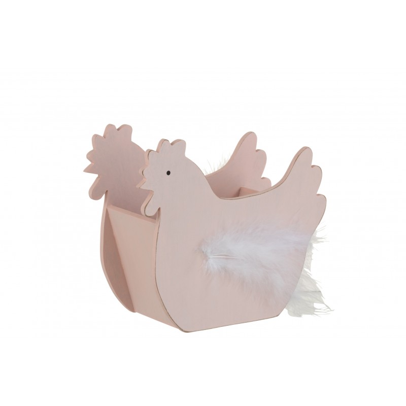 Panier poule plumes en bois rose Panier poule plumes en bois rose