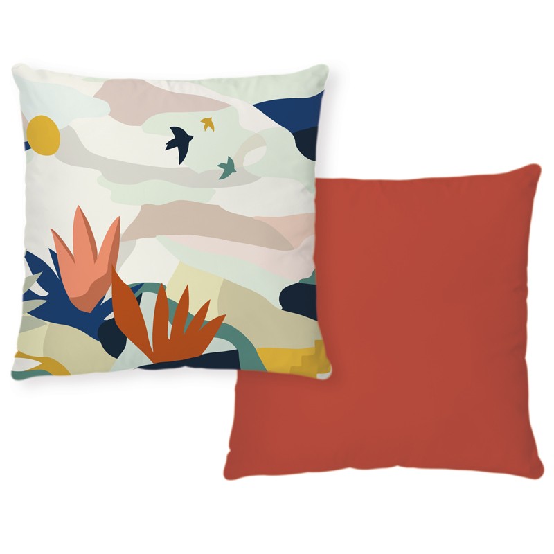 Coussin déhoussable en velours imprimé 40x40cm Coussin déhoussable en velours imprimé 40x40cm