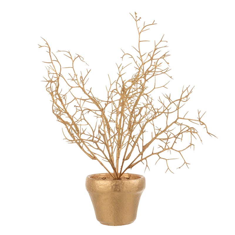 Branche en pot plastique paillettes or H30cm Branche en pot plastique paillettes or H30cm