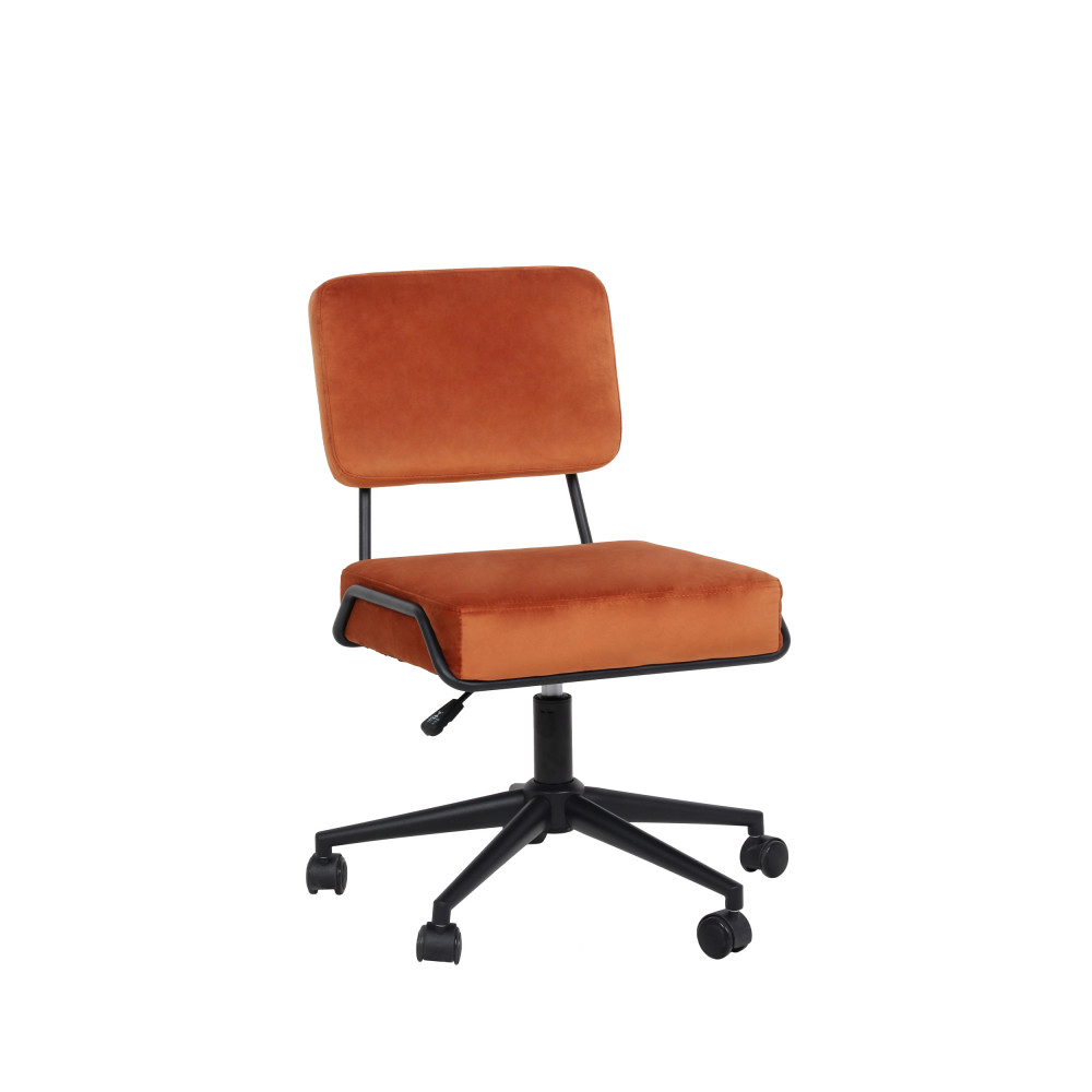 Chaise de bureau à roulettes en velours rouille Chaise de bureau à roulettes en velours rouille