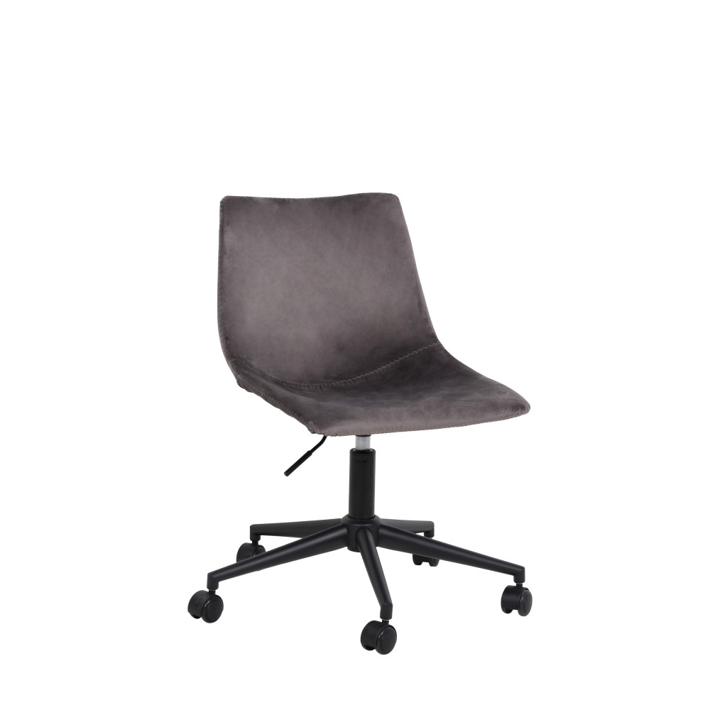 Chaise de bureau à roulettes en velours gris Chaise de bureau à roulettes en velours gris