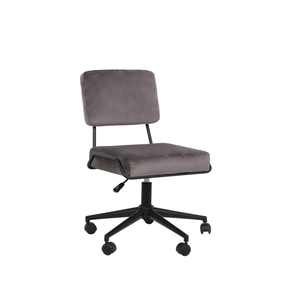 Chaise de bureau à roulettes en velours gris Chaise de bureau à roulettes en velours gris