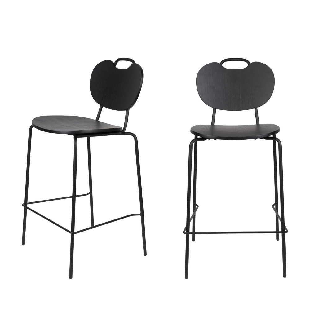 2 tabourets de bar en bois et métal 65cm noir 2 tabourets de bar en bois et métal 65cm noir