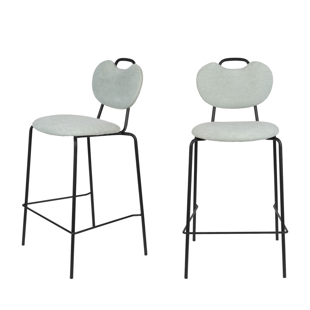 2 tabourets de bar en tissu et métal 65cm vert 2 tabourets de bar en tissu et métal 65cm vert