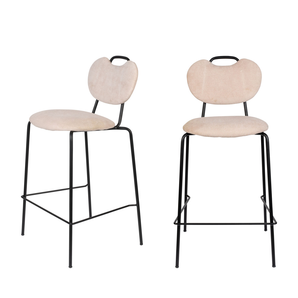 2 tabourets de bar en tissu et métal 65cm rose 2 tabourets de bar en tissu et métal 65cm rose